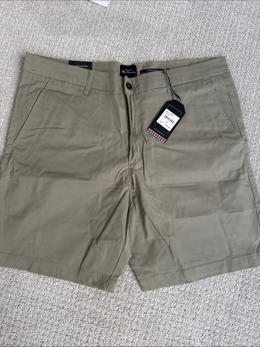 Ben Sherman Olive Green Flat-Front Shorts